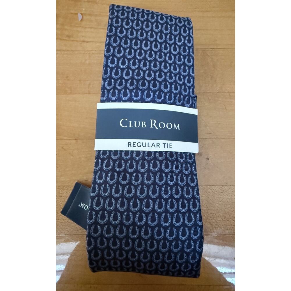 Charter Club Men’s Tie Shoehorse Neat NWT Blue